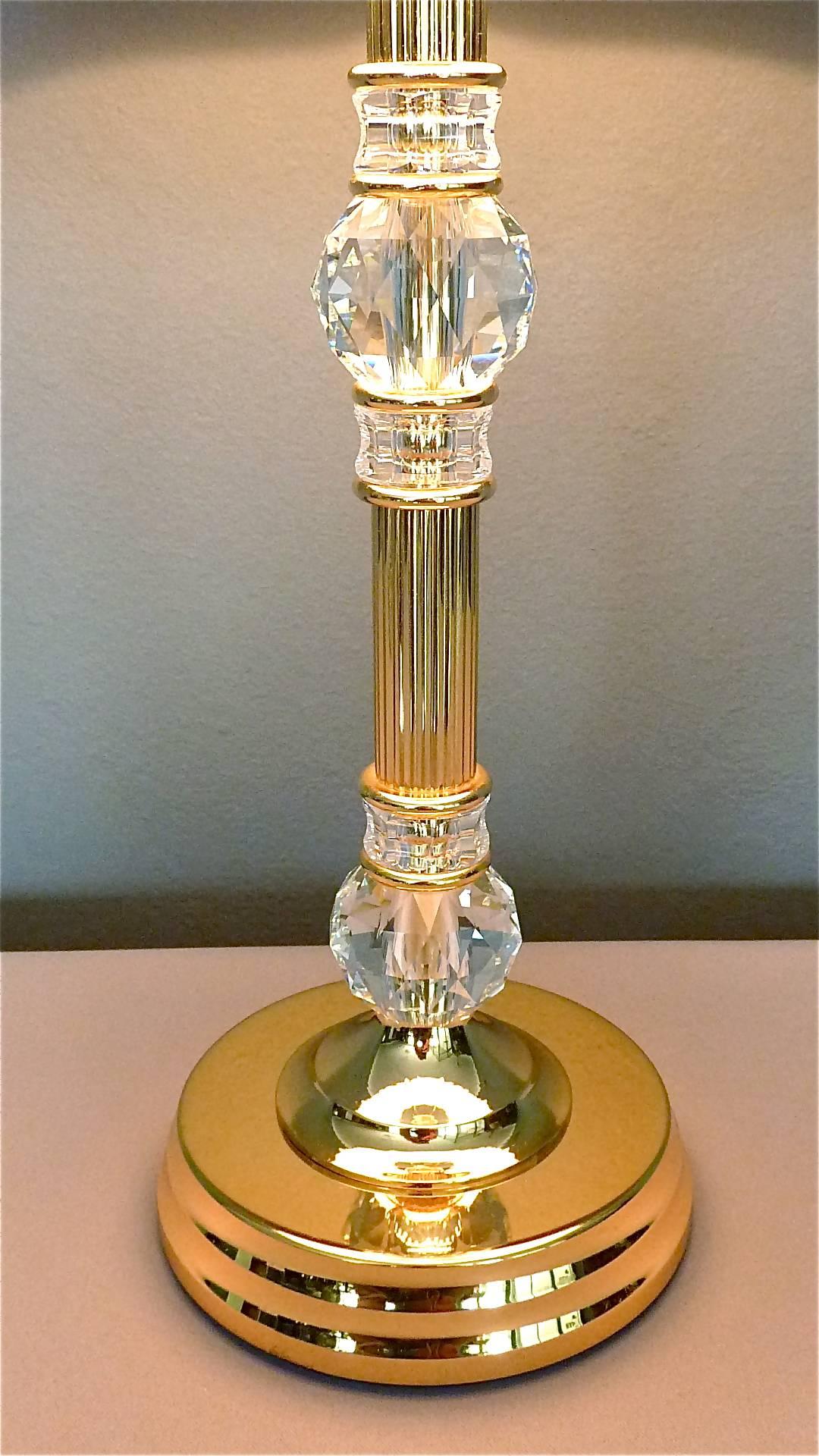 Fine Gilt Brass Metal Cut Crystal Glass Table Lamp Luxus by Palwa, Germany For Sale 2