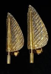 Floral Pair of Murano Clear Gold Art Glass Leaf Sconces, Barovier & Toso, 1970s