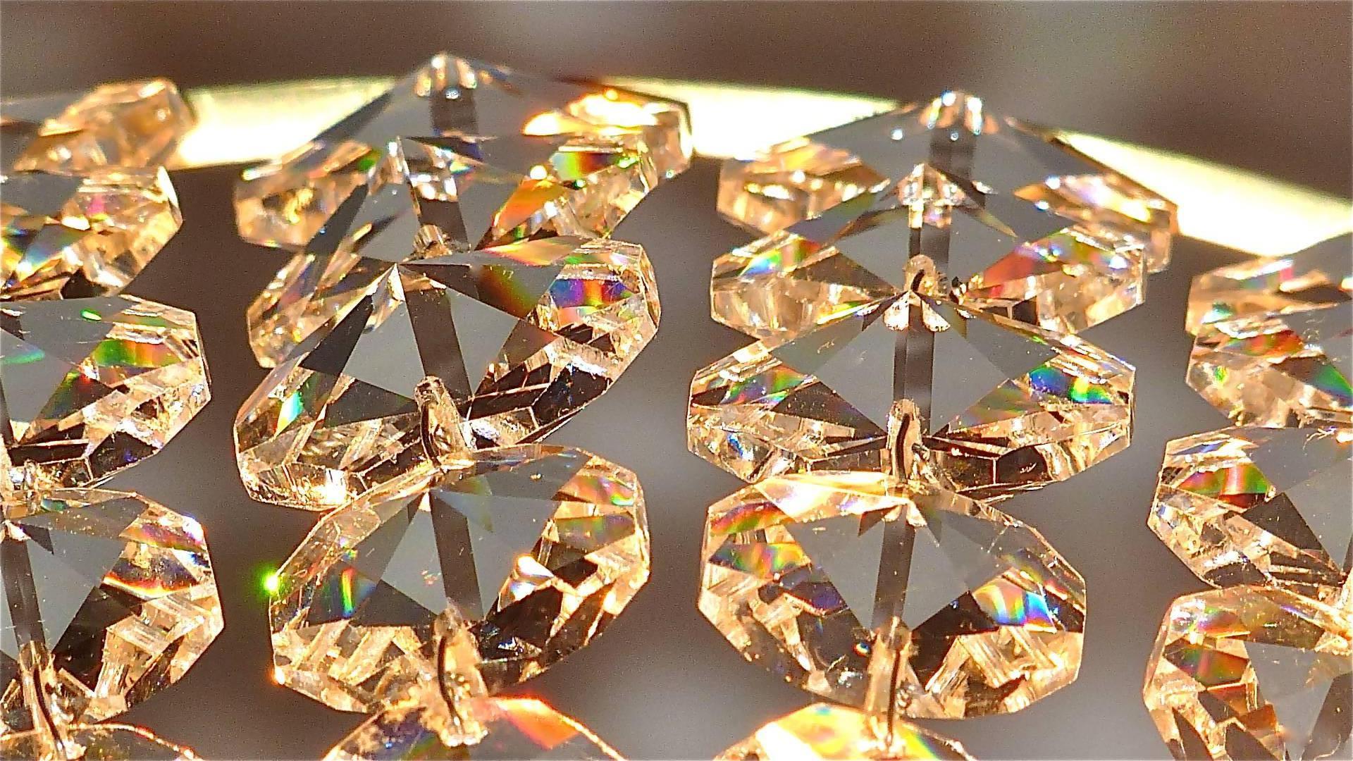 Bakalowits-Kronleuchter, facettiertes Kristallglas, vergoldetes Messing, Palwa, 1960er Jahre im Angebot 3