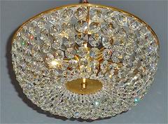 Austrian Bakalowits Chandelier Faceted Crystal Glass Gilt Brass Lamp Palwa 1960s