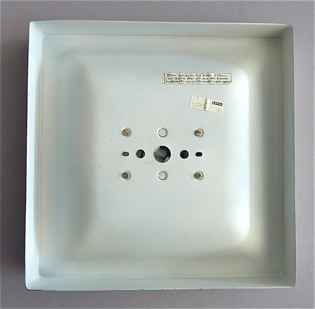 Five Doria Wall Sconces Square Lamps Signed White Enameled Metal Germany 1970s 3