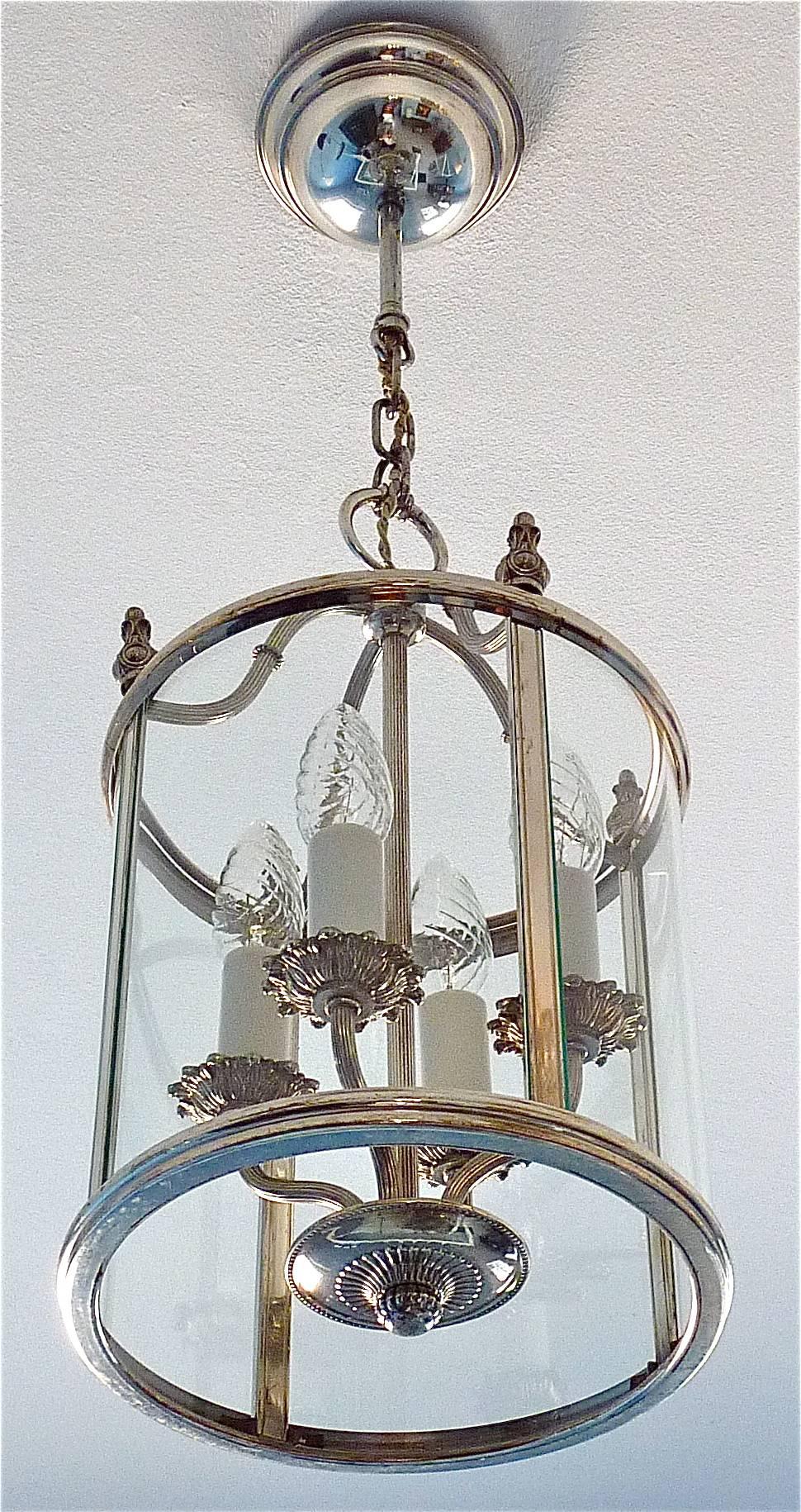 Neoclassical Floral Sciolari Silver Brass Candelabra Lantern Lamp 1960s italian chandelier