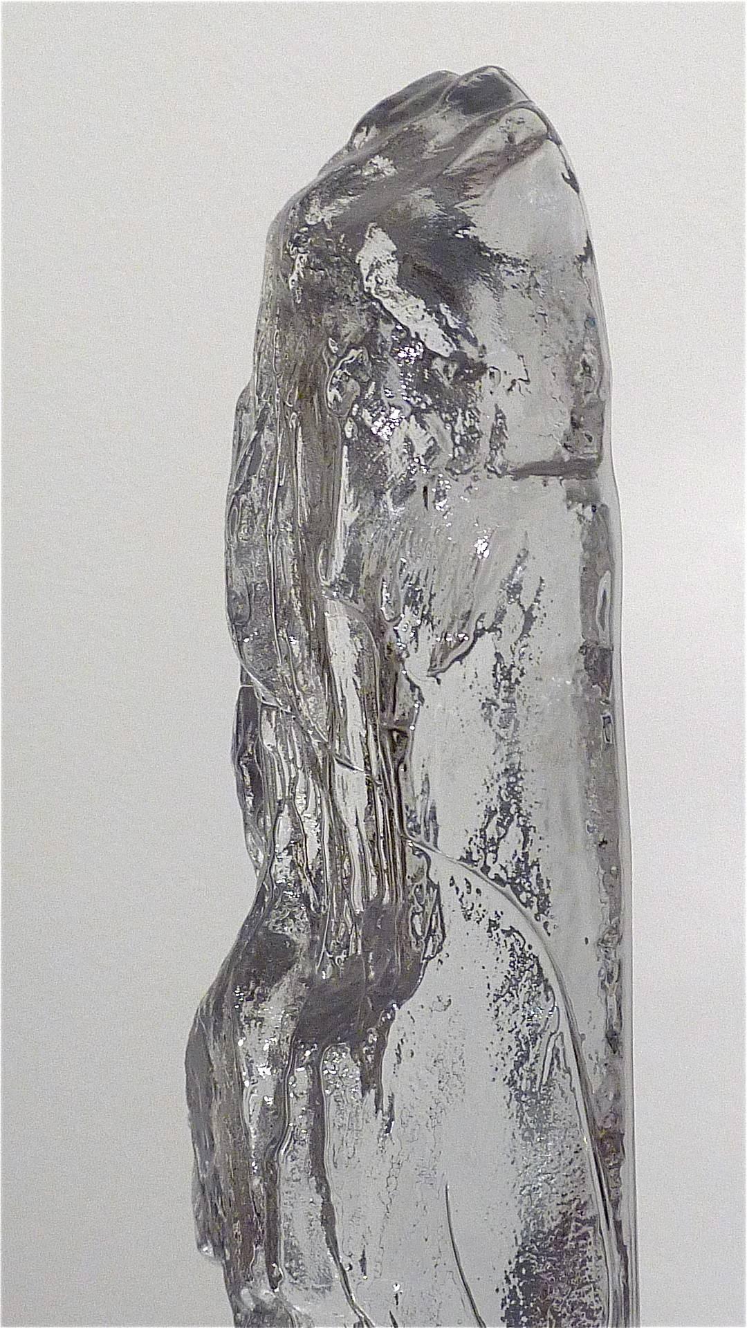 Swedish Midcentury Crystal Glass Ice Sculpture by Bengt Edenfalk Kaiser Kalmar Style 70s