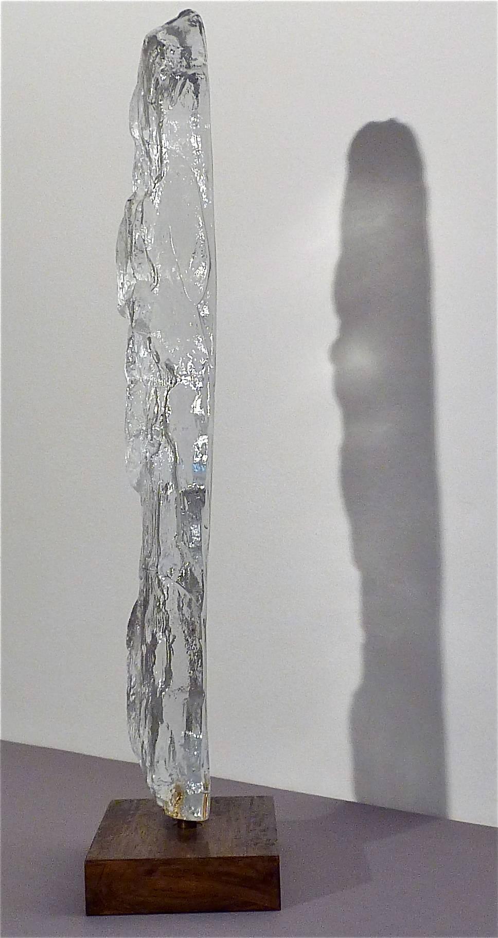 Midcentury Crystal Glass Ice Sculpture by Bengt Edenfalk Kaiser Kalmar Style 70s In Good Condition In Nierstein am Rhein, DE