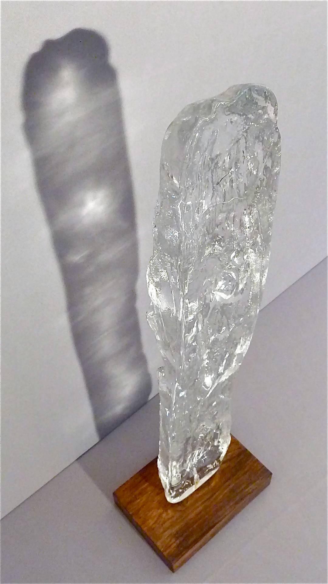 Midcentury Crystal Glass Ice Sculpture by Bengt Edenfalk Kaiser Kalmar Style 70s (Ende des 20. Jahrhunderts)