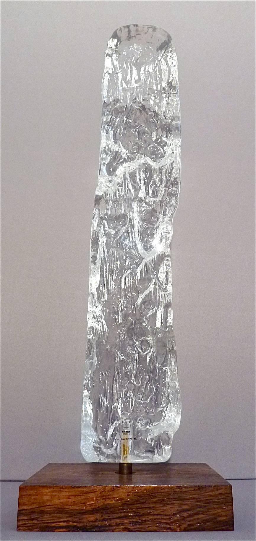 Midcentury Crystal Glass Ice Sculpture by Bengt Edenfalk Kaiser Kalmar Style 70s 1
