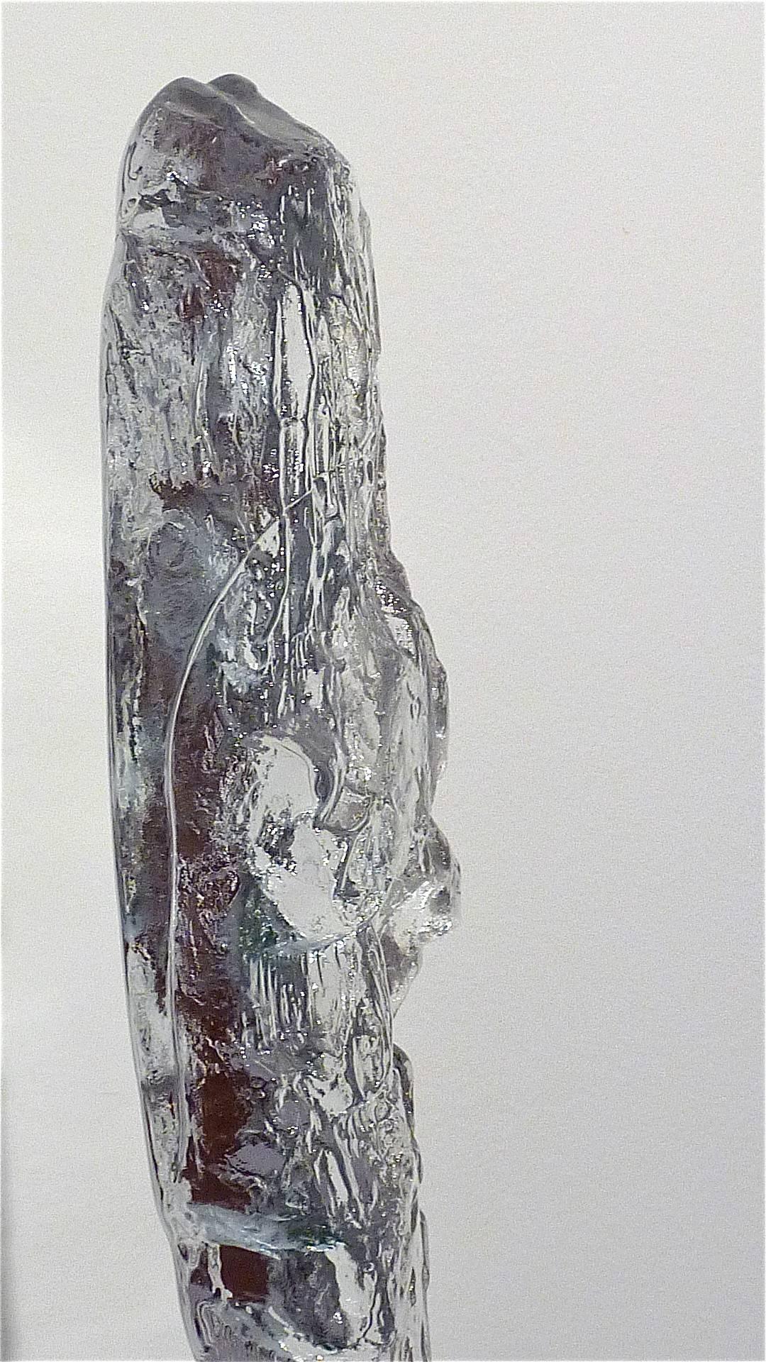 Midcentury Crystal Glass Ice Sculpture by Bengt Edenfalk Kaiser Kalmar Style 70s 3