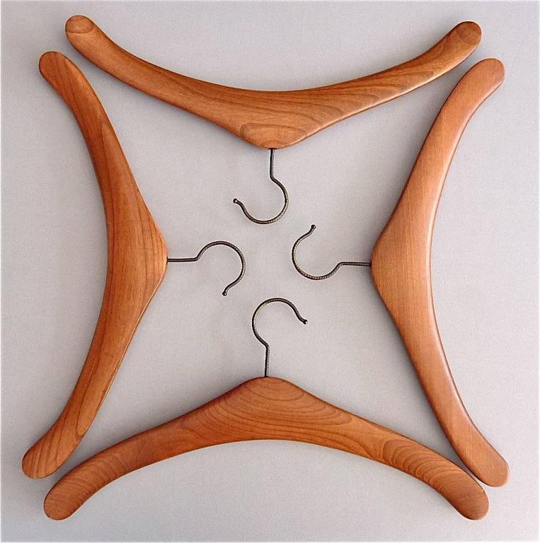 Danish Teak Wardrobe Coat Rack and Four Organic Design Hanger, Aksel
