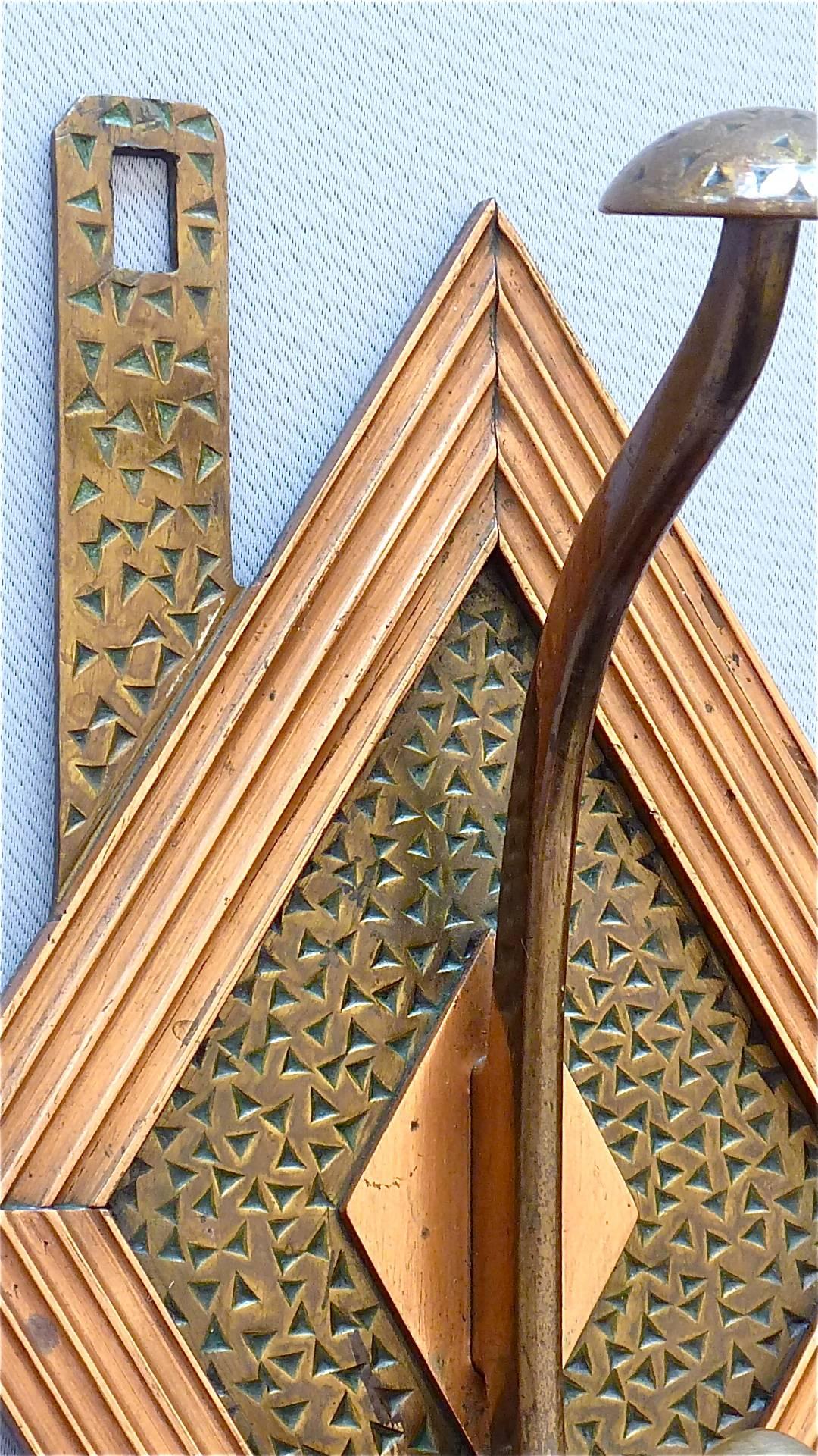 Patinated French Bronze Copper Wardrobe Coat Rack Hook Art Nouveau Deco Arts & Crafts 1920