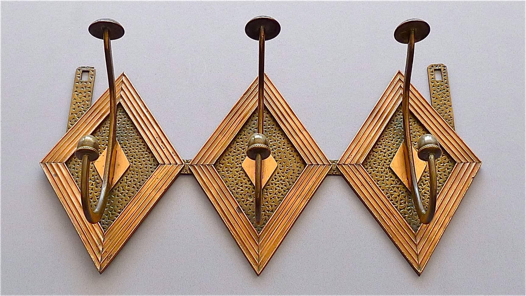 French Bronze Copper Wardrobe Coat Rack Hook Art Nouveau Deco Arts & Crafts 1920 In Good Condition In Nierstein am Rhein, DE