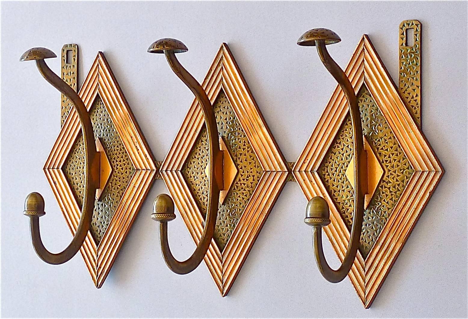 French Bronze Copper Wardrobe Coat Rack Hook Art Nouveau Deco Arts & Crafts 1920 1
