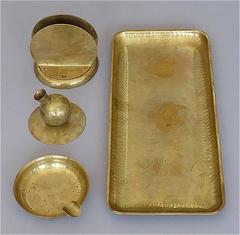 Modernist Bauhaus Hand-Chased Brass Writing Desk Set, Buchrucker, Germany, 1930