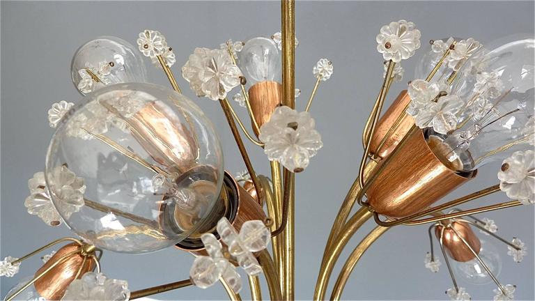 Patinated Emil Stejnar Sputnik Chandelier Rupert Nikoll, Brass Copper Glass, Vienna, 1950s For Sale