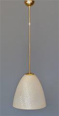 Large Archimede Seguso Pendant Lamp Brass Golden Murano Glass 1950s Venini Style