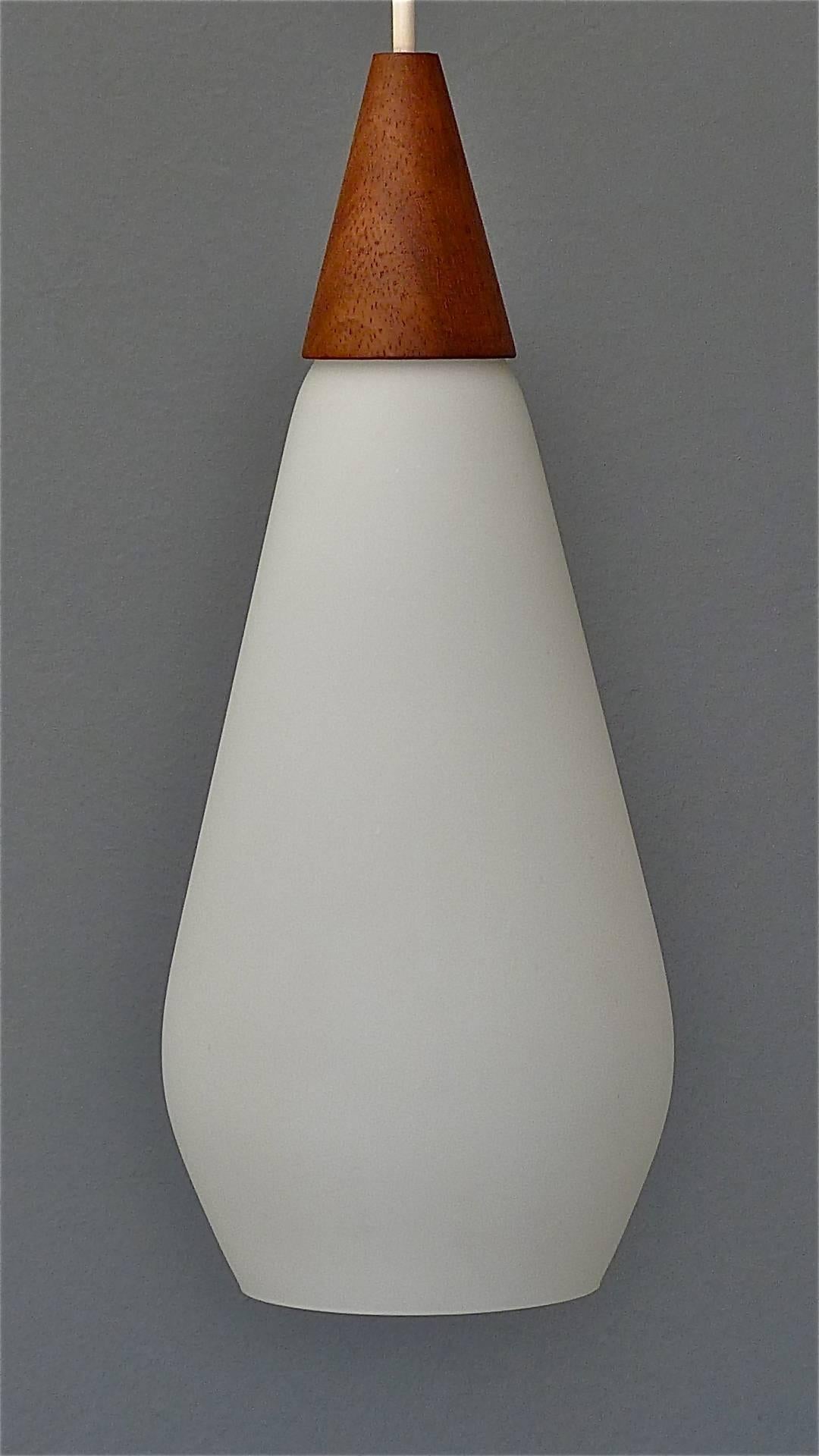 Swedish Sculptural Scandinavian Teak White Glass Midcentury Lamp Luxus Uno Kristiansson