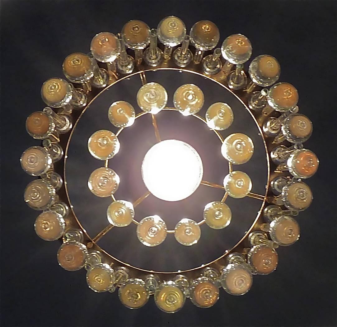 Signierter Palwa-Kronleuchter, vergoldetes Messing, Murano-Kristallglas-Tropfen, Venini-Stil, 1960er Jahre im Angebot 3