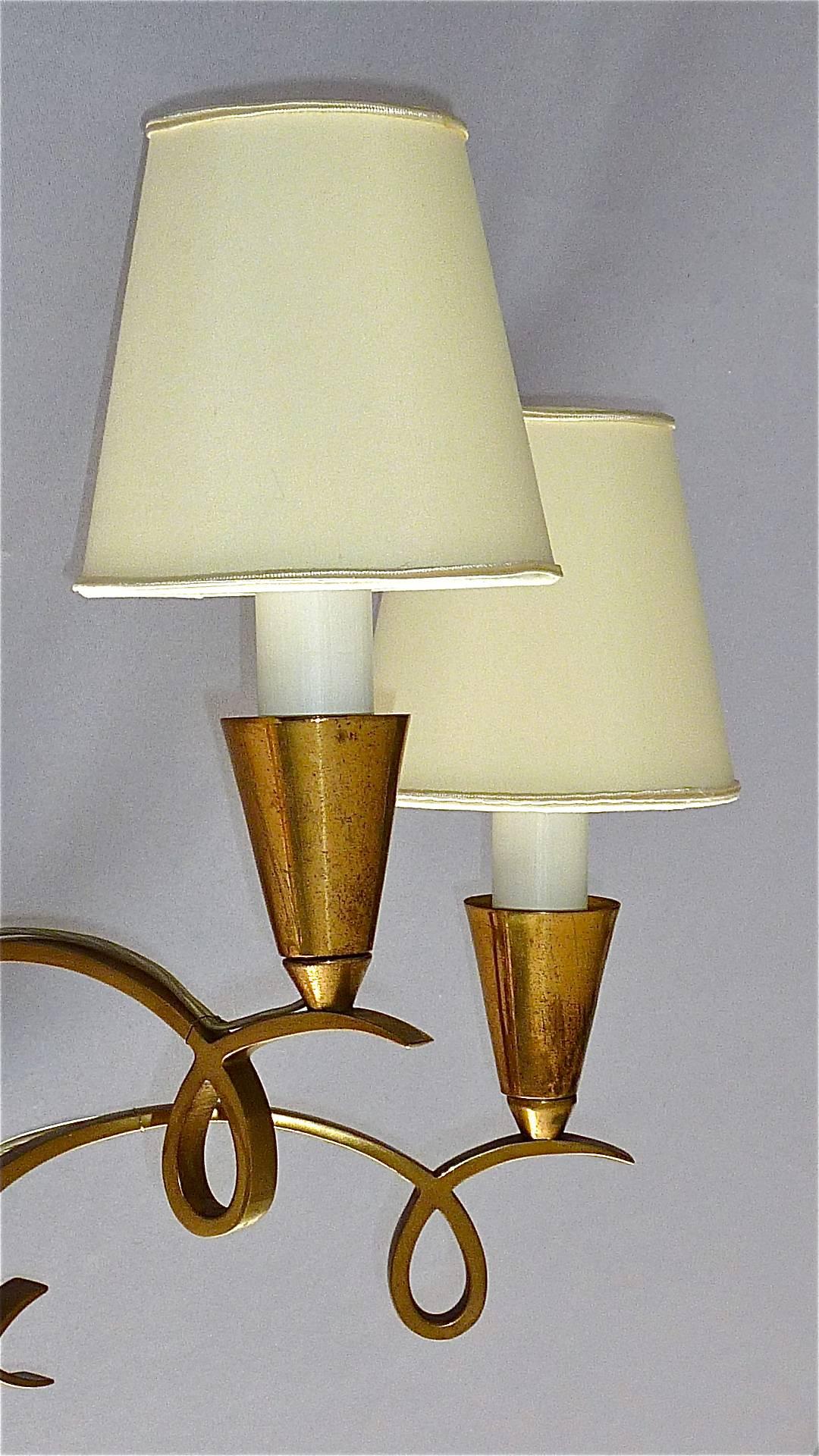 Elegant Pair of Large French Art Deco Bronze Wall Lights Sconces by Leleu, 1930s 3