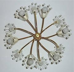 Sculptural Emil Stejnar "Pyra" Sputnik Chandelier Glass Patinated Brass White