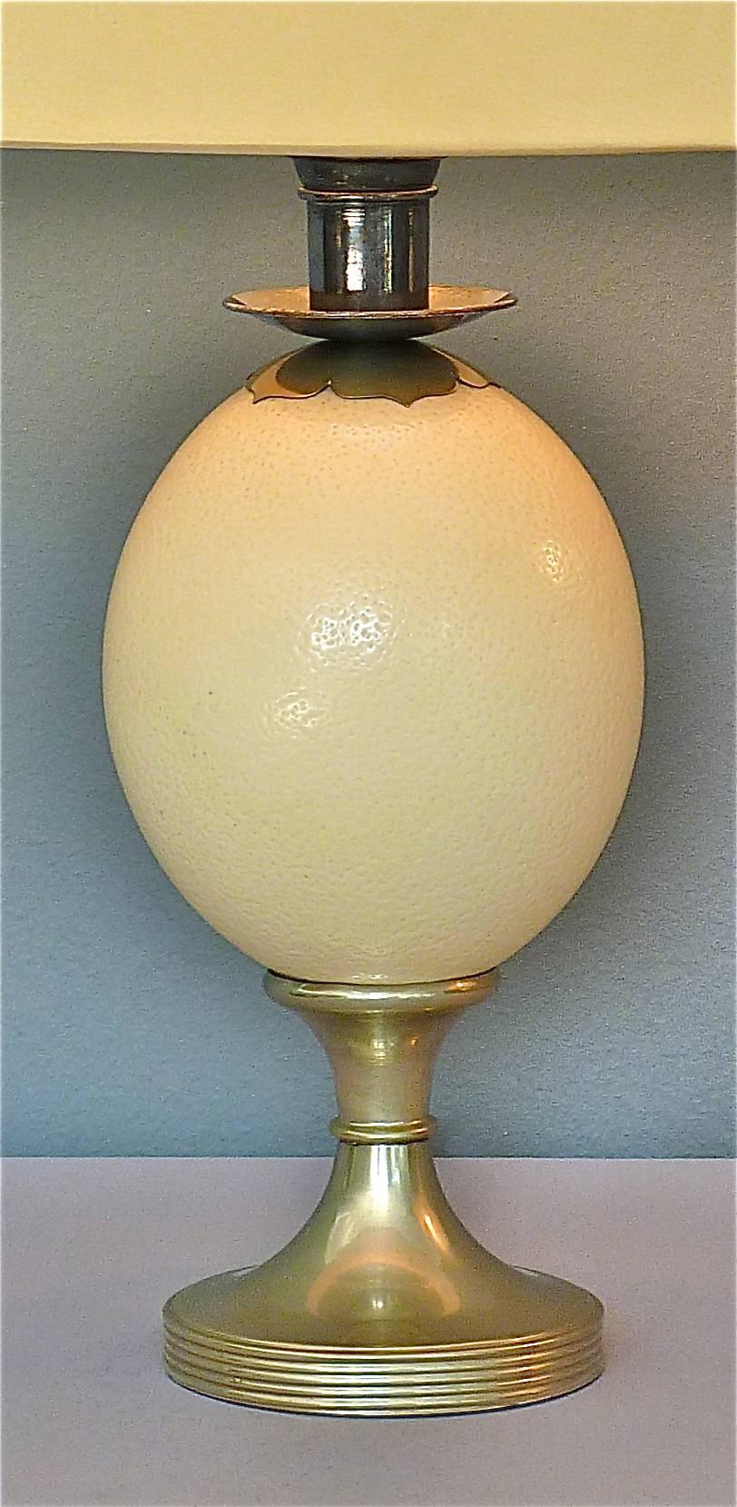 English Pair of Signed Anthony Redmile Table Lamps Silver Plated Metal Ostrich Egg 1970s