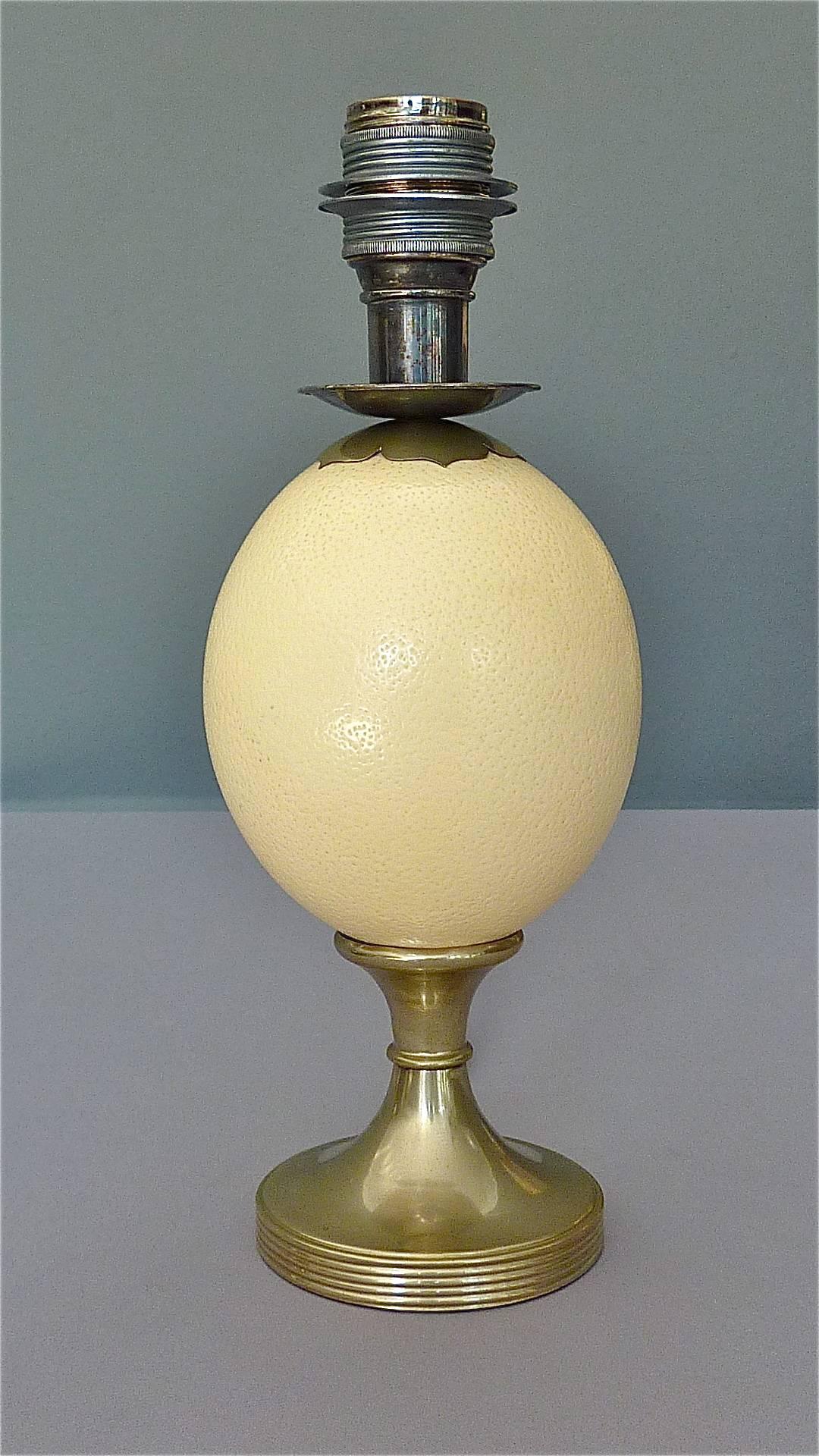 Pair of Signed Anthony Redmile Table Lamps Silver Plated Metal Ostrich Egg 1970s In Good Condition In Nierstein am Rhein, DE