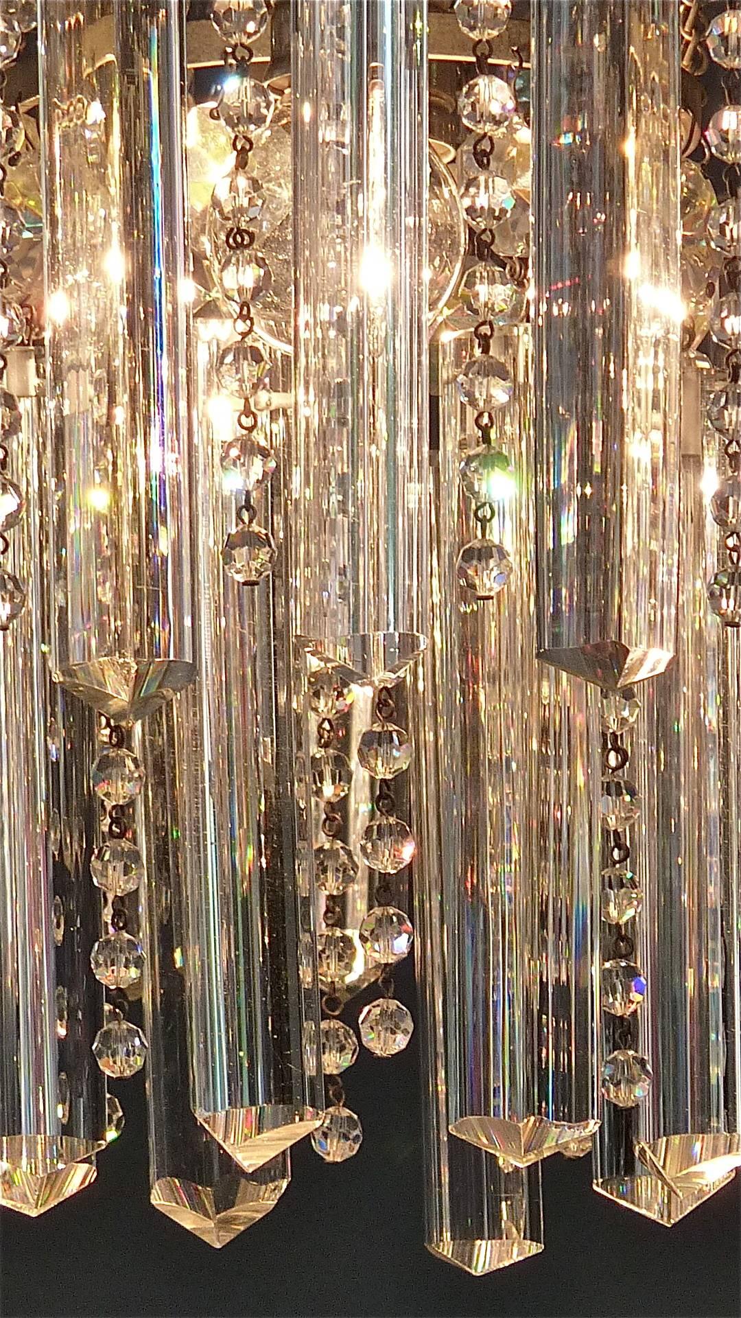 Precious Bakalowits or Lobmeyr Faceted Crystal Glass Chandelier, Austria, 1950s 2