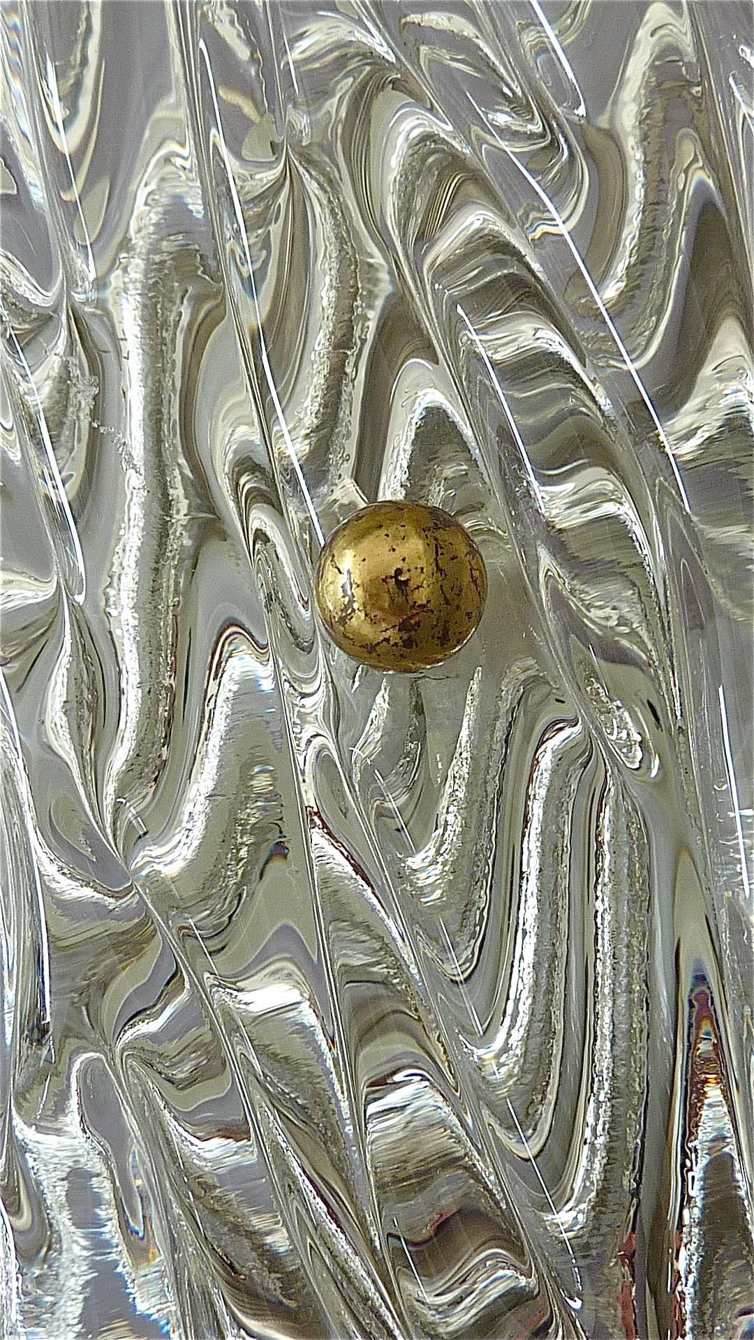 Mid-20th Century Large J.T. Kalmar Sconces Wall Lights Textured Murano Glass Brass Venini Style