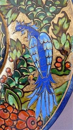 Art Deco Ceramic Plate by Odette Heiligenstein Chatrousse, 1925, French Enamel