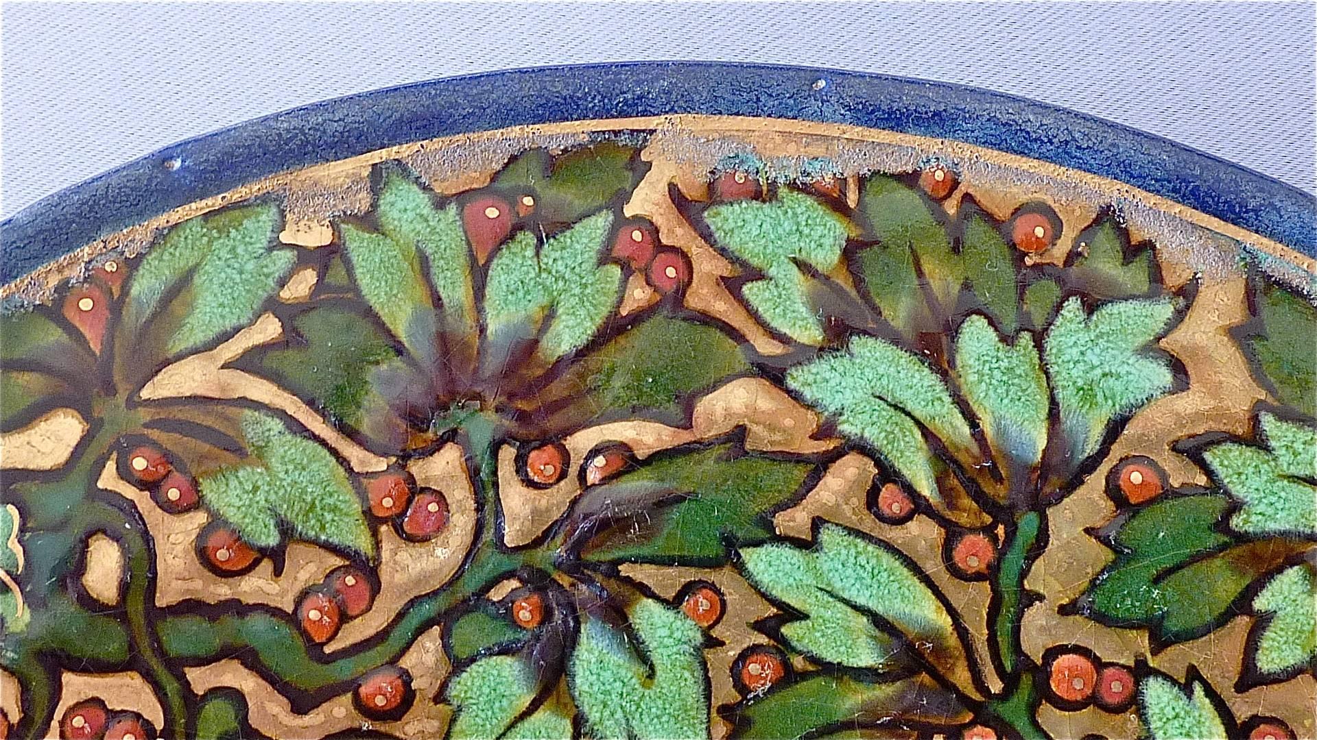 Art Deco Ceramic Plate by Odette Heiligenstein Chatrousse, 1925, French Enamel For Sale 1