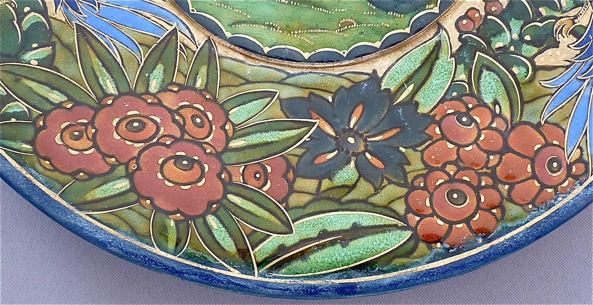 Art Deco Ceramic Plate by Odette Heiligenstein Chatrousse, 1925, French Enamel For Sale 3
