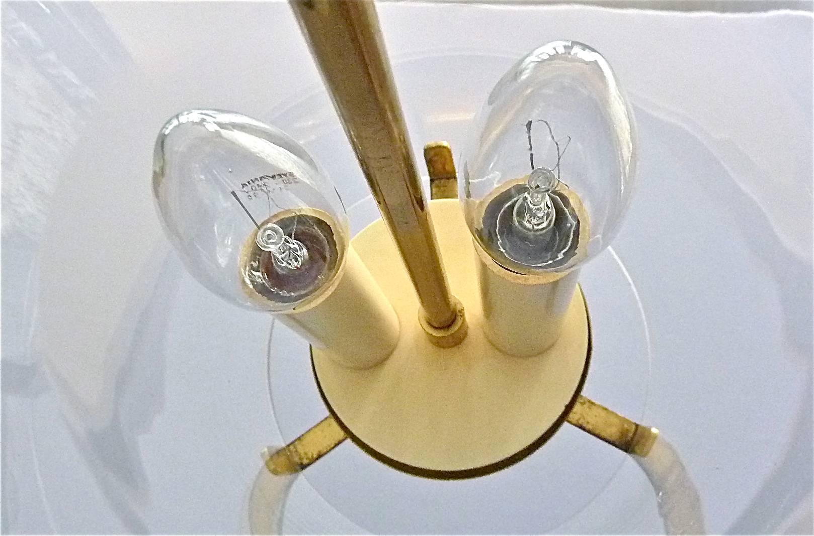 Rare Brass and Glass Pendant Two-Light Lantern, Style of Josef Frank, Austria 1