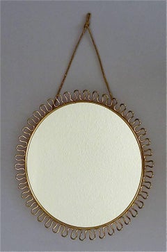 Pair of Round Wall Mirrors, Josef Frank Svenskt Tenn Sweden Brass Sunburst 1950s
