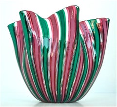 Vaso in vetro artistico Venini Fazzoletto firmato da Fulvio Bianconi Murano, Italia, 1950