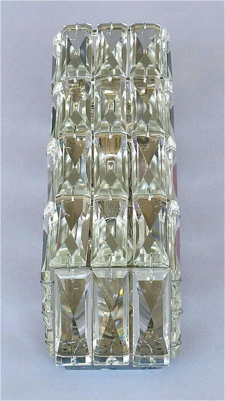 Faceted Large Crystal Glass Wall Light or Vanity Sconce by Bakalowits 1950s For Sale at 1stdibs