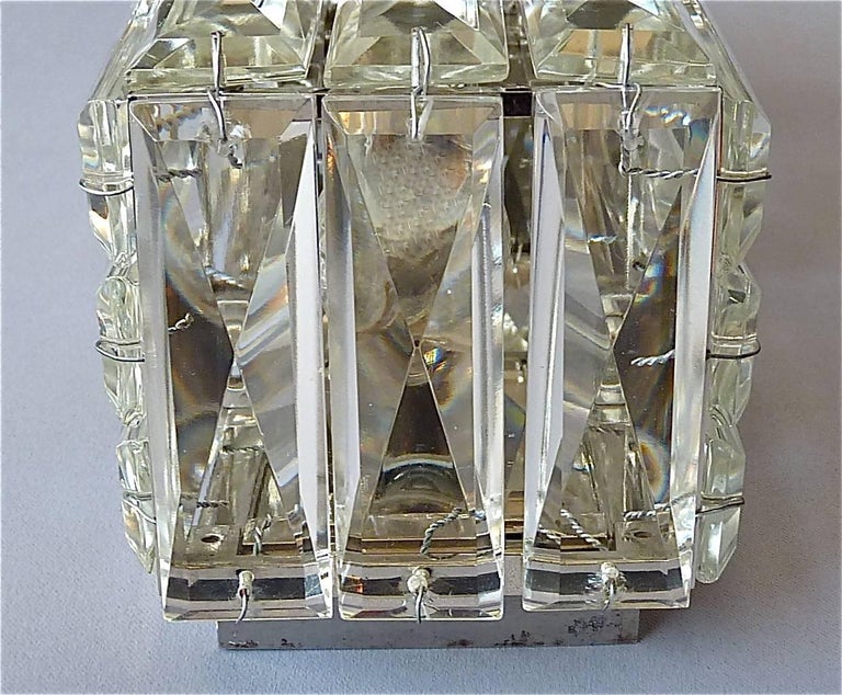 Faceted Large Crystal Glass Wall Light or Vanity Sconce by Bakalowits 1950s For Sale at 1stdibs