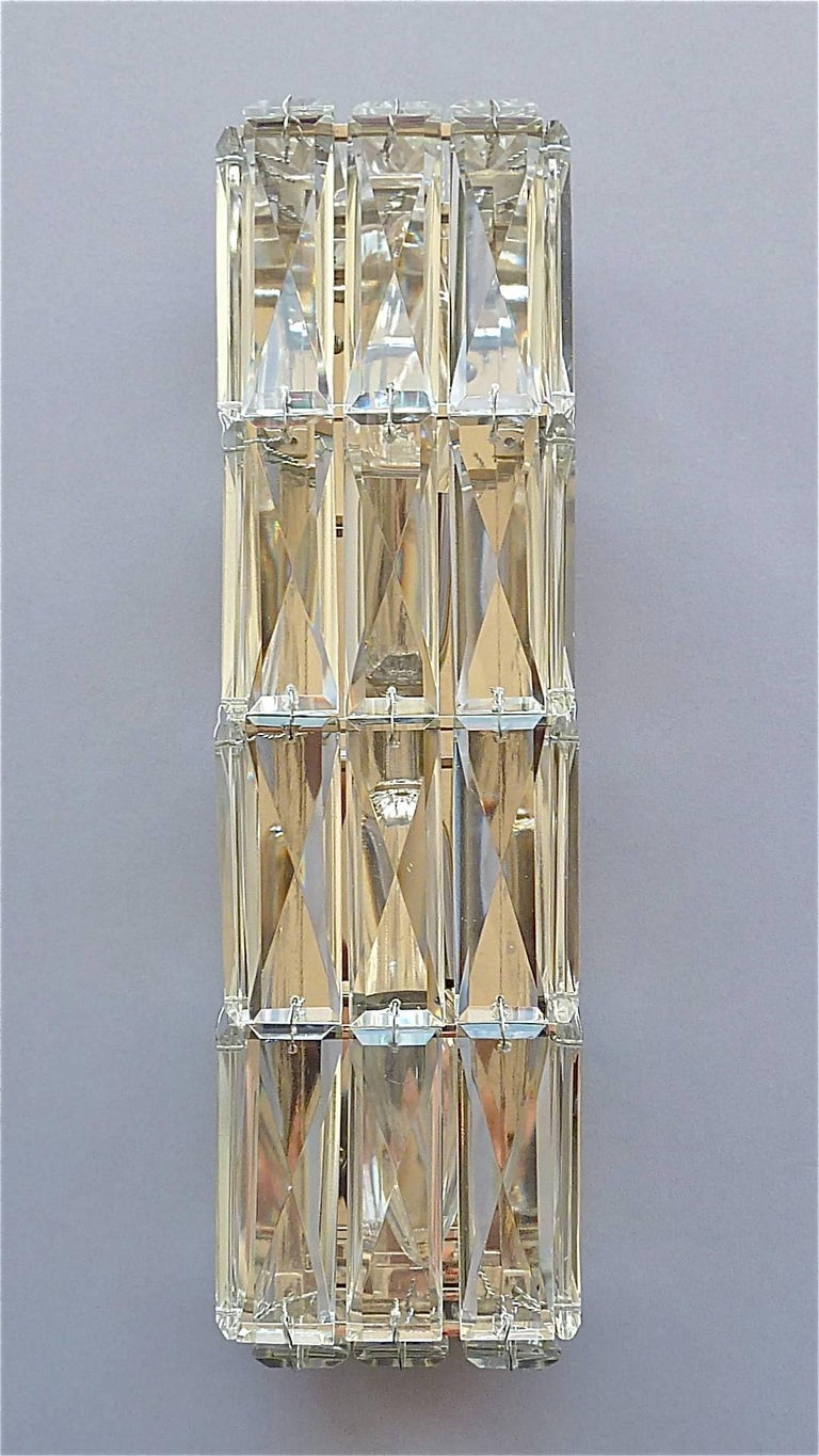Faceted Large Crystal Glass Wall Light or Vanity Sconce by Bakalowits 1950s For Sale at 1stdibs