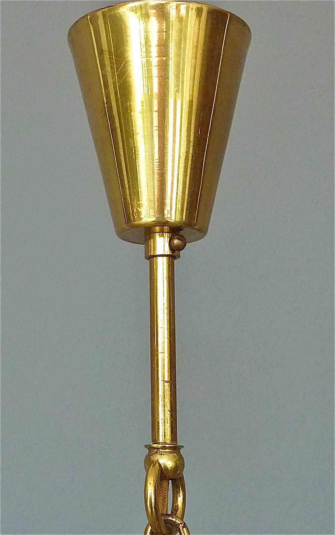 Hollywood Regency J.L Lobmeyr Chandelier Hand-Cut Faceted Crystal Glass Strings Brass Austria 1950 For Sale