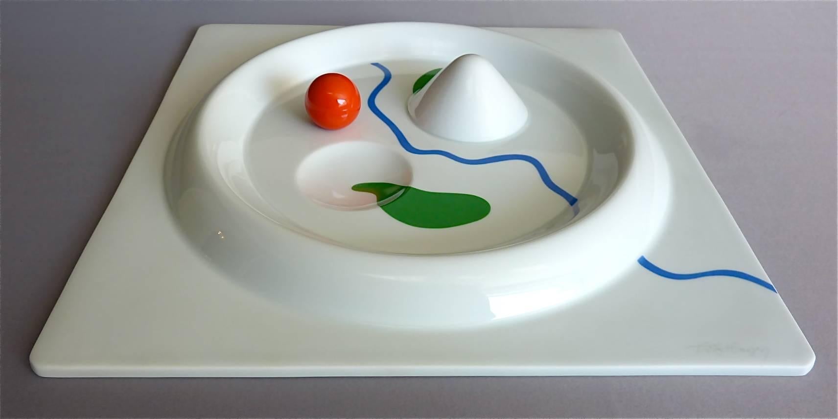An important rare square Herbert Bayer art porcelain plate 