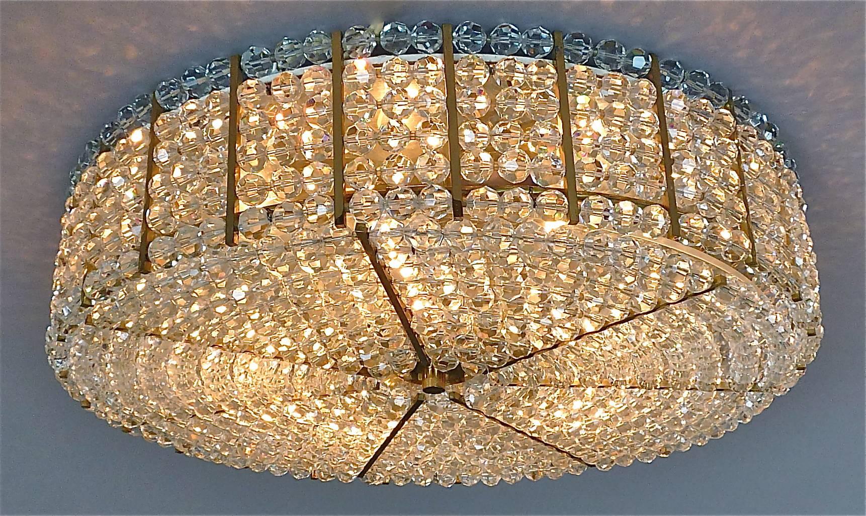 Rare Emil Stejnar Flush Mount Ceiling Lamp Lucite Pearls Brass 1950s Lobmeyr  For Sale 2