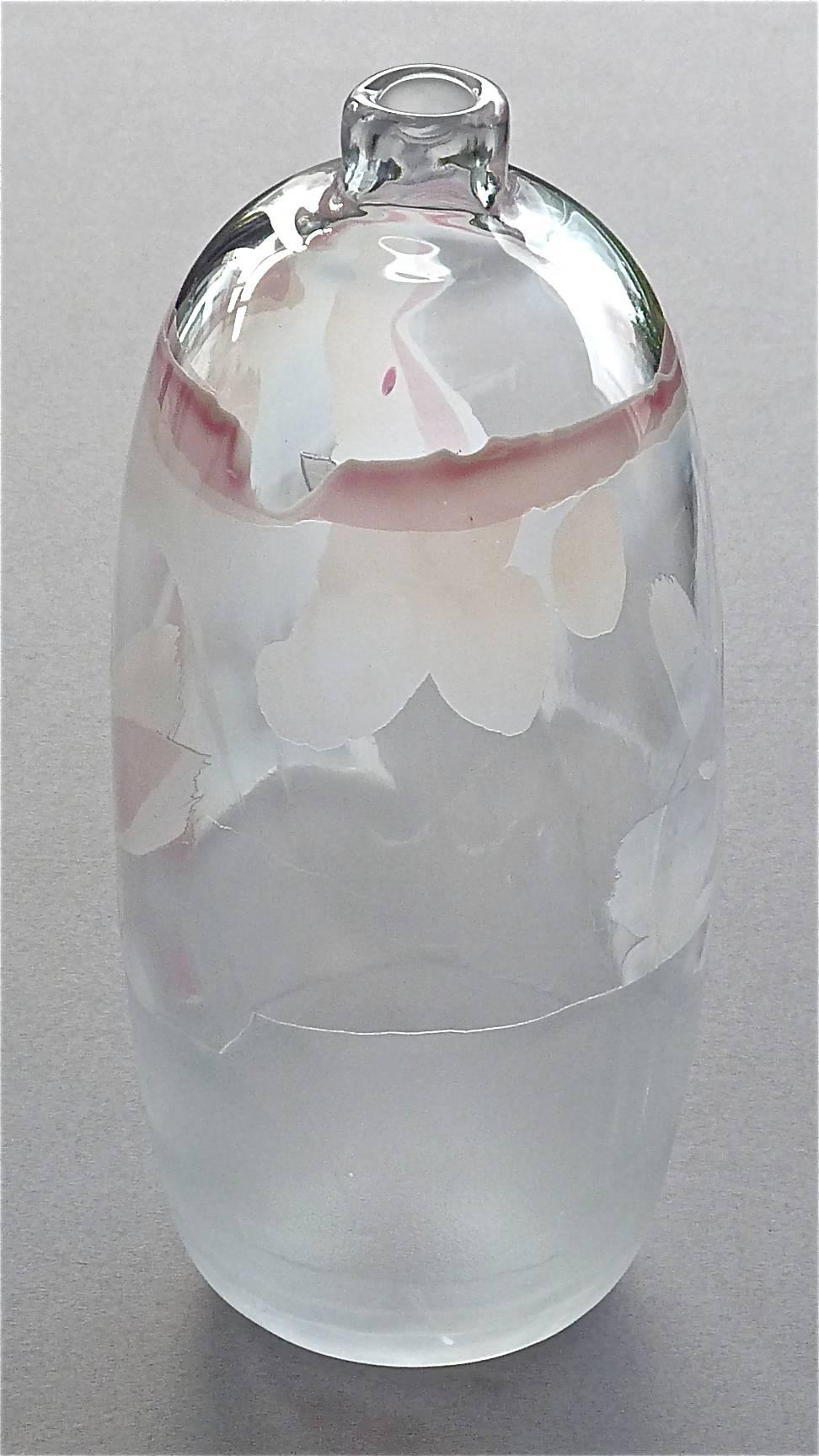 Swedish Signed Unique Piece Ann Warff Kosta Boda Unik Art Glass Vase, Sweden, 1975 For Sale