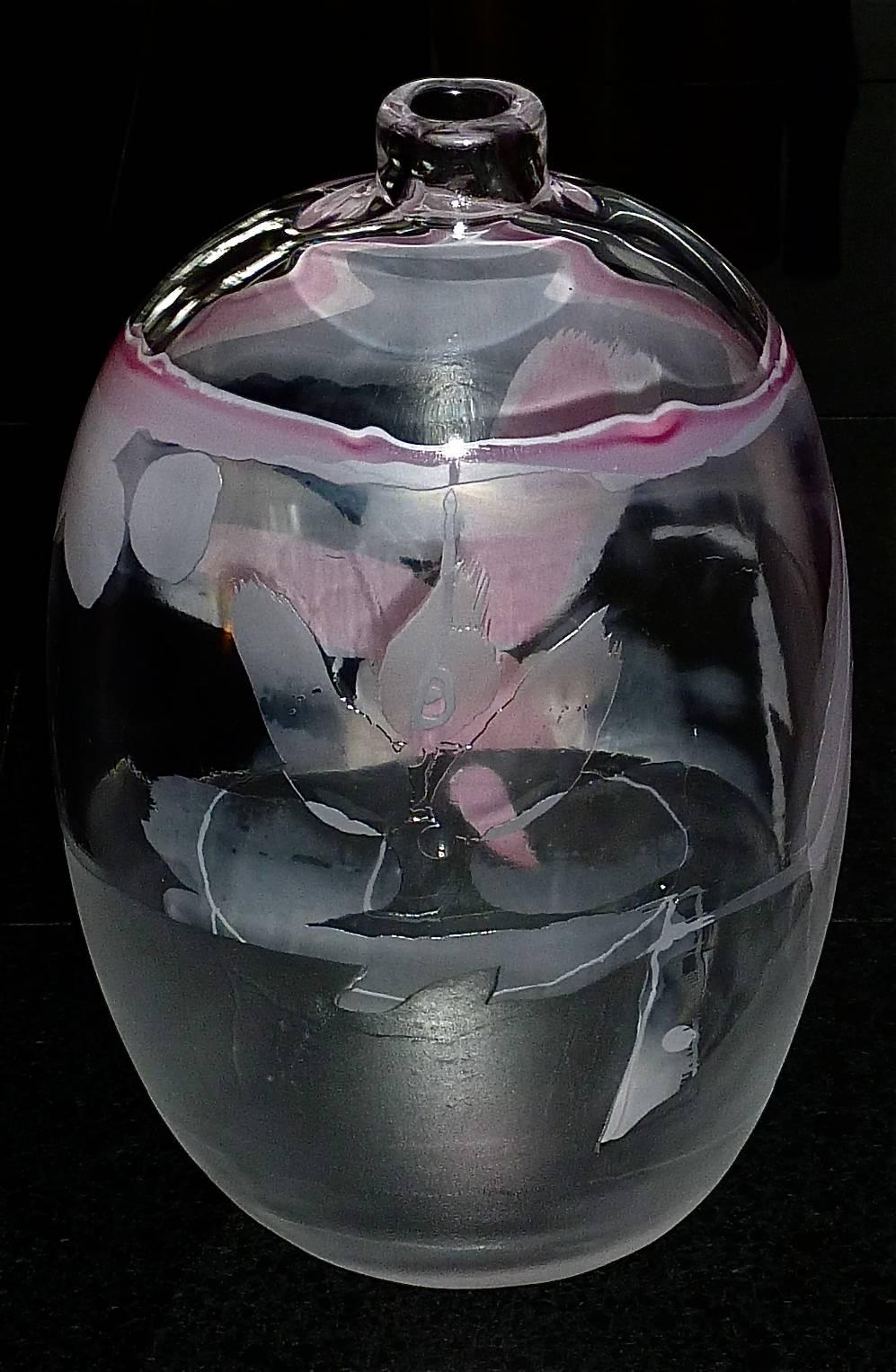 Cut Glass Signed Unique Piece Ann Warff Kosta Boda Unik Art Glass Vase, Sweden, 1975 For Sale