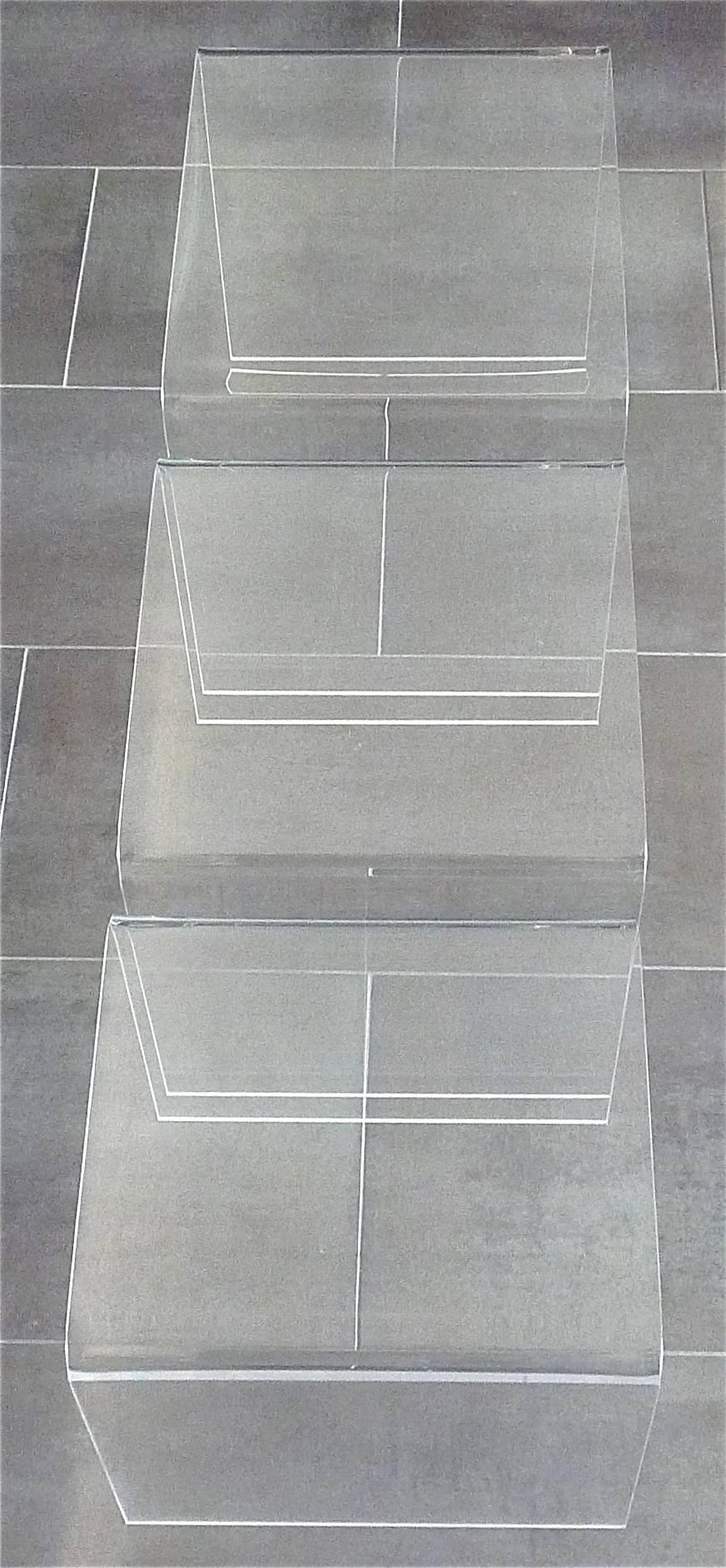 Mid-20th Century Set of Three Italian Space Age Lucite Acrylic Nesting Tables, Clear Plastic