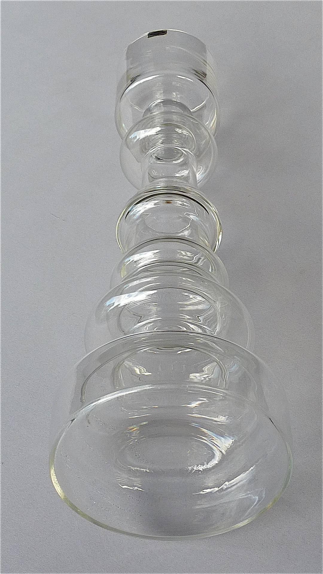 Scandinavian Modern Large Signed Clear Art Glass Vase Candleholder Oiva Toikka Nuutjarvi Notsjo 1964 For Sale