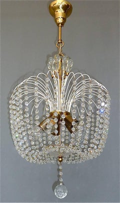 Fantastic Lobmeyr or Emil Stejnar Chandelier White Sputnik Brass Crystal Glass
