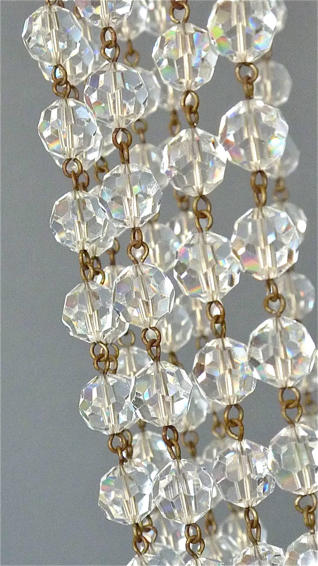 Fantastic Lobmeyr or Emil Stejnar Chandelier White Sputnik Brass Crystal Glass In Good Condition For Sale In Nierstein am Rhein, DE