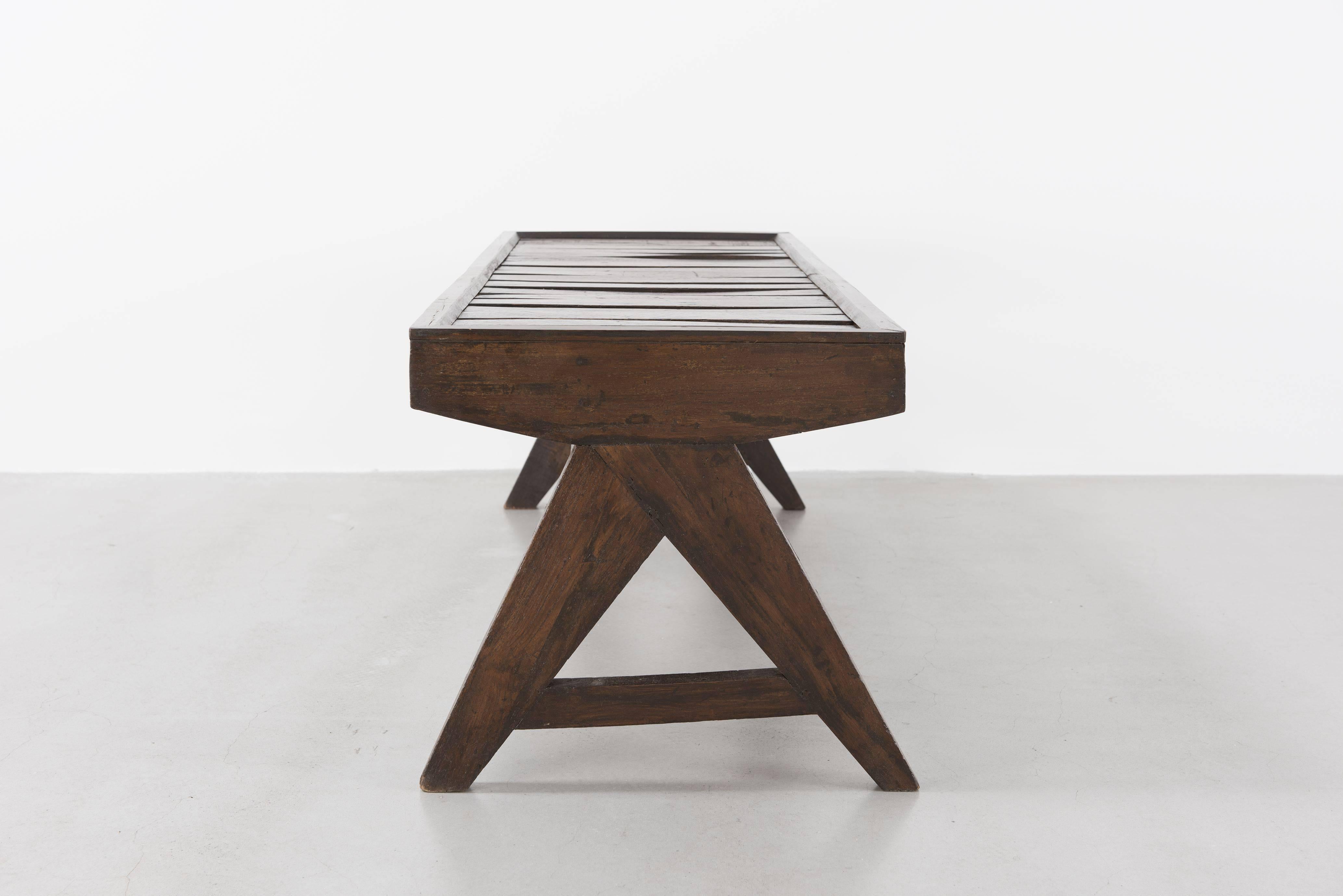 Indian Pierre Jeanneret, Bench with Slats, circa 1955-1956