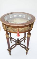 19th Century Mahogany French Oval Bijouterie Table Gilt Ormolu Mounts
