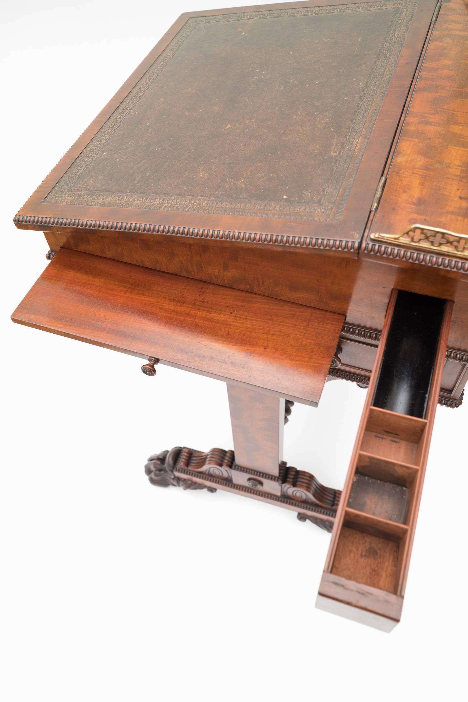 Wood 19th Century Mahogany Davenport Attributed Gillows Pedestal Writing Desk For Sale