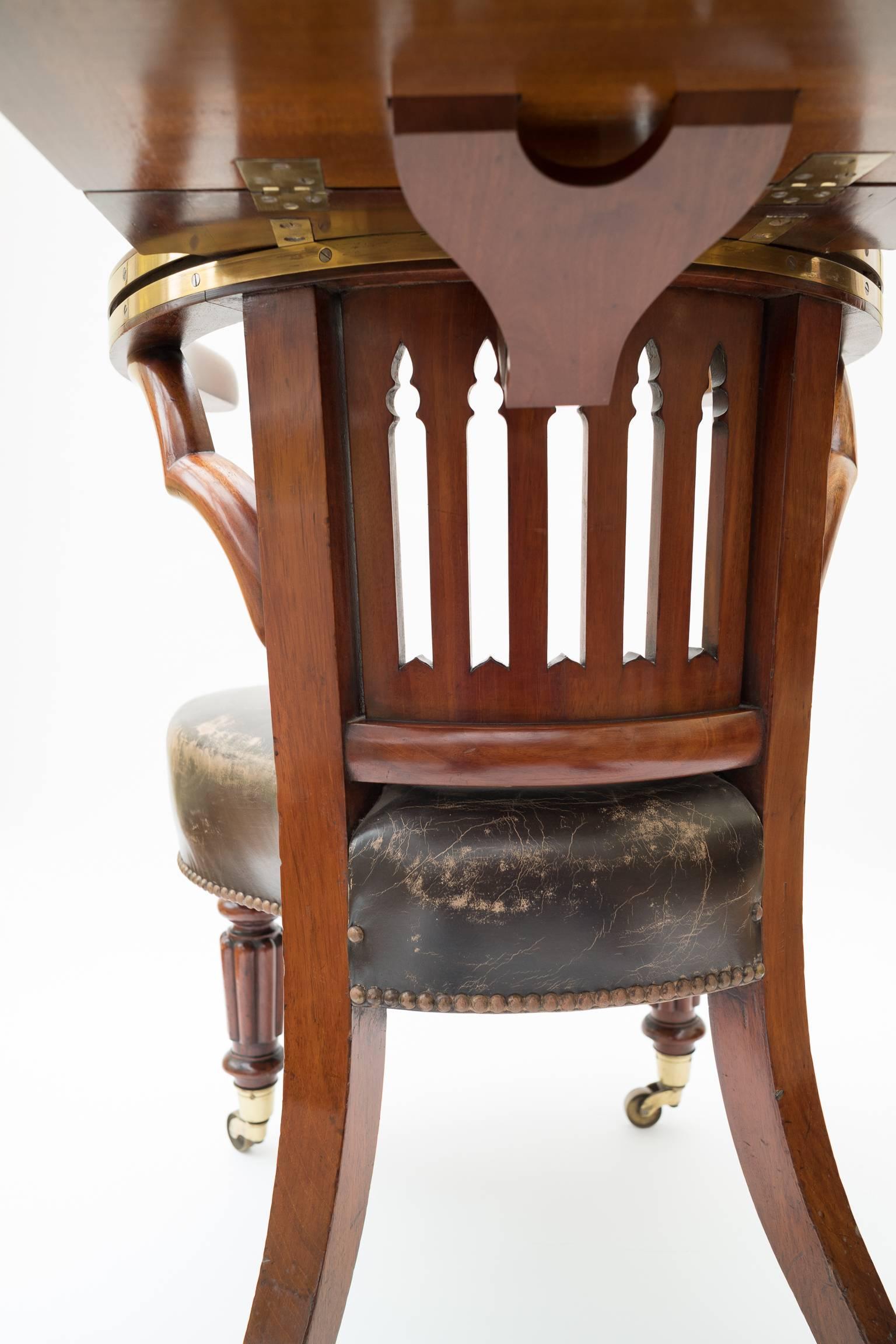 Wood 19th Century Georgian Mahogany Library Chair For Sale