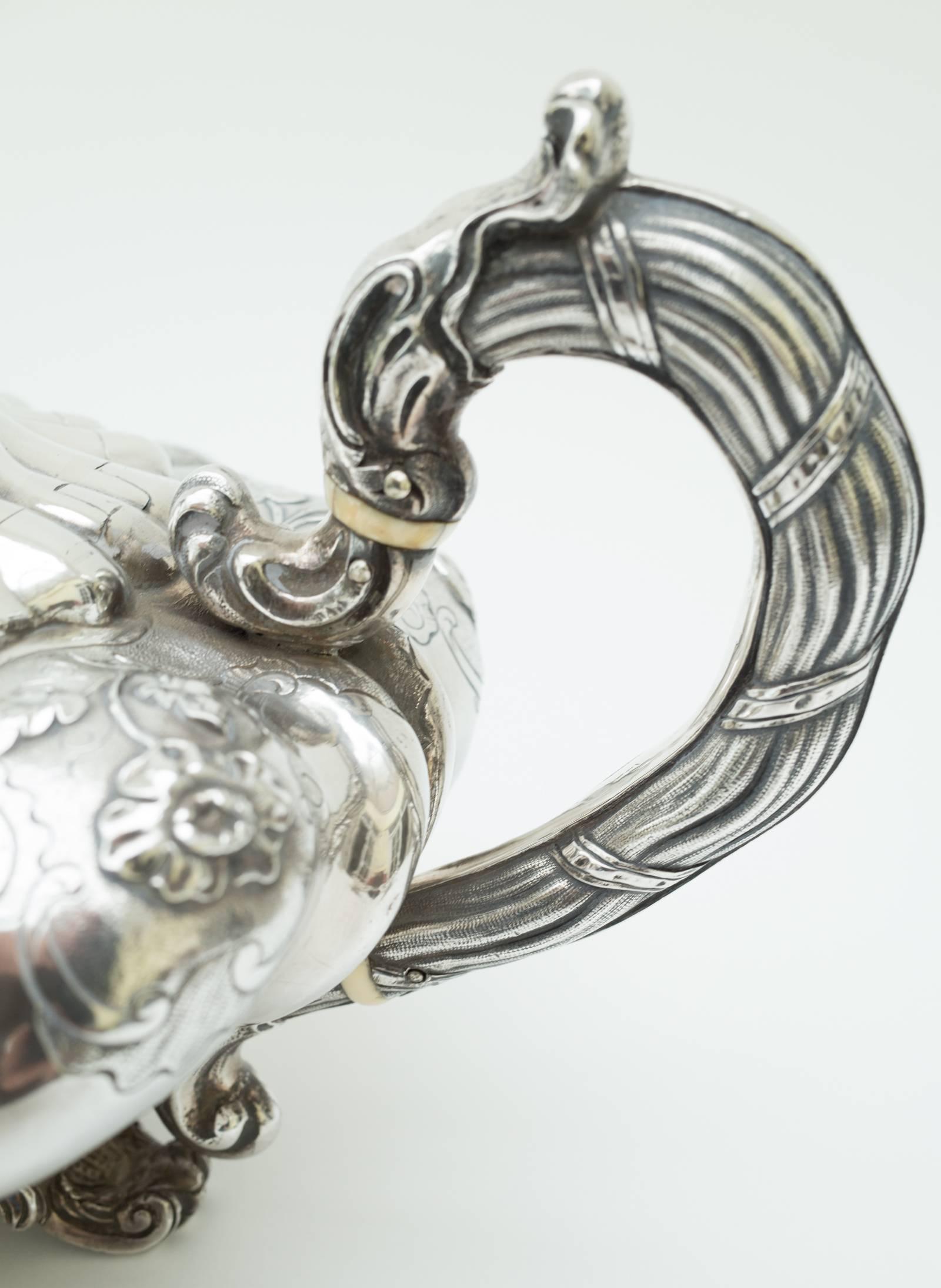 English 19th Century William IV Charles Emes Three-Piece Silver Tea Set For Sale