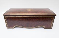 19th Century Music Box Amboyna Brass